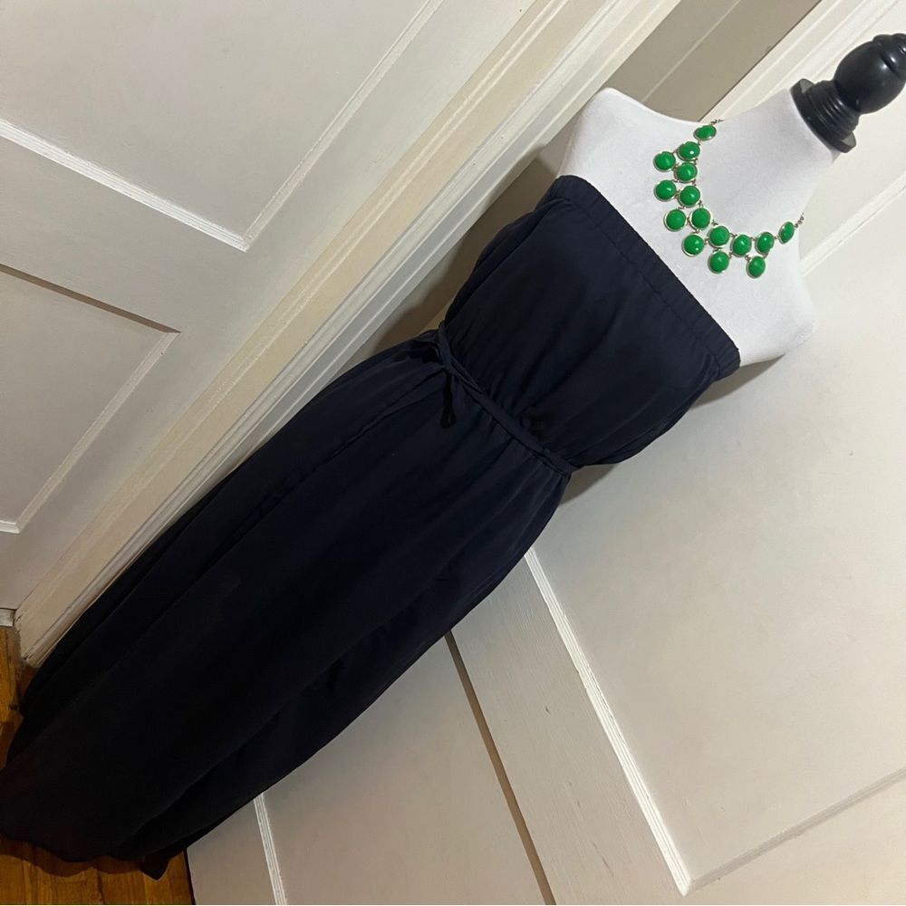 Strapless Navy Forever 21 Sheer Maxi with High Slit Women's Large